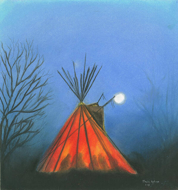 Tepee Poster featuring the pastel Glowing Tepee by Sheila Johns