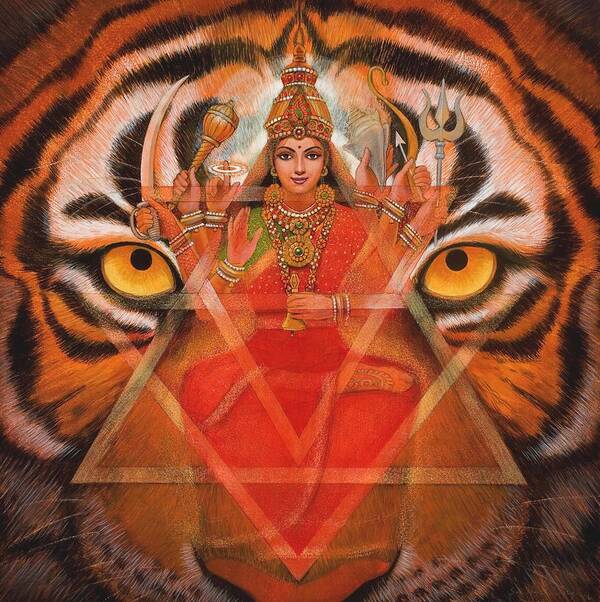 Durga Poster featuring the painting Goddess Durga by Sue Halstenberg