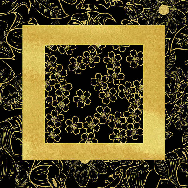 Digital Art Poster featuring the digital art Gold and Black by Bonnie Bruno