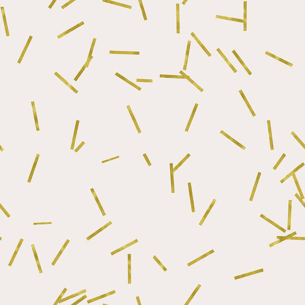 Cream Poster featuring the digital art Gold stick confetti print on light creme by Tina Lavoie