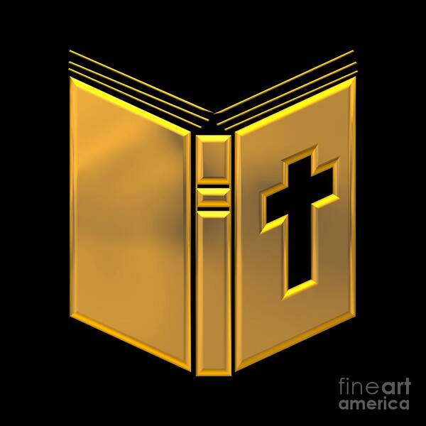 Bible Poster featuring the digital art Golden Holy Bible by Rose Santuci-Sofranko