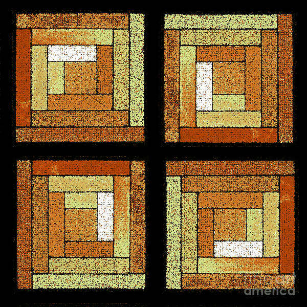 Abstract Poster featuring the photograph Golden Log Cabin Quilt Square by Karen Adams