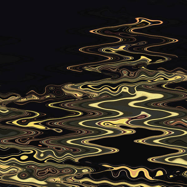 Light Trails Poster featuring the digital art Golden Shimmers on a Dark Sea by Gina Harrison