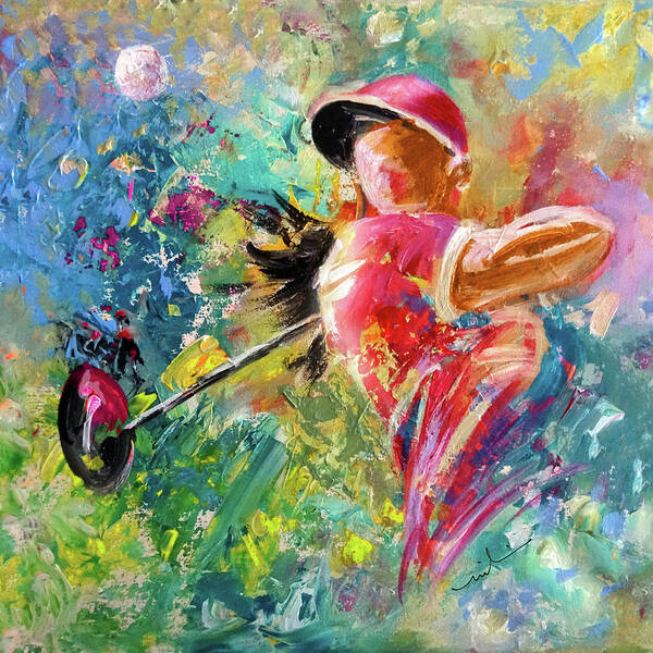 Sports Poster featuring the painting Golf Fascination by Miki De Goodaboom
