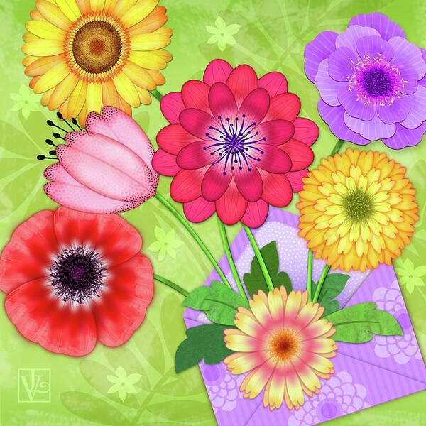 Flowers Poster featuring the digital art Good News by Valerie Drake Lesiak