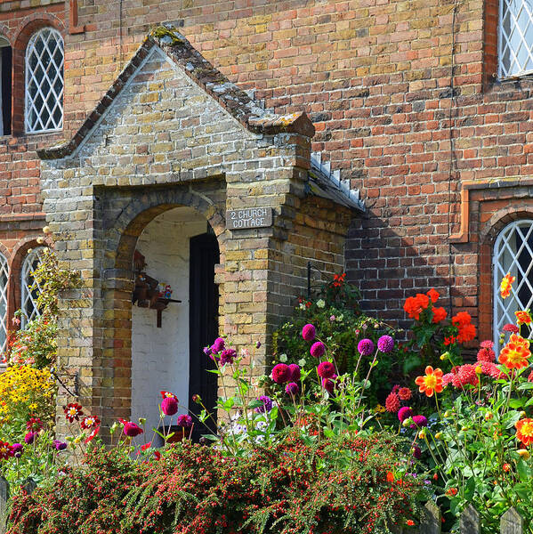 Goodnestone Poster featuring the photograph Goodnestone Cottage with English Country Garden by Carla Parris