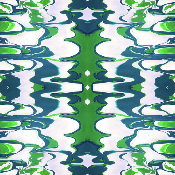 Fluid Poster featuring the mixed media Green and Blue Swirl- Art by Linda Woods by Linda Woods