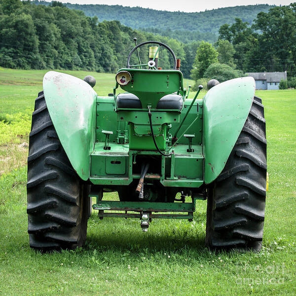 New Hampshire Poster featuring the photograph Green and Yellow Vintage Tractor by Edward Fielding