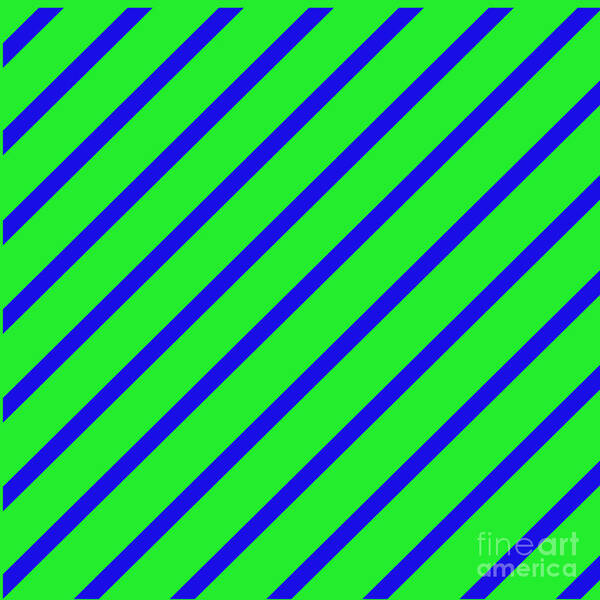 Abstract Poster featuring the digital art Green Blue Angled Stripes Abstract by Susan Stevenson