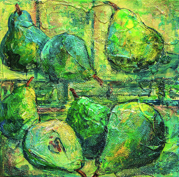 Pears Poster featuring the painting Green Pears by Sally Quillin