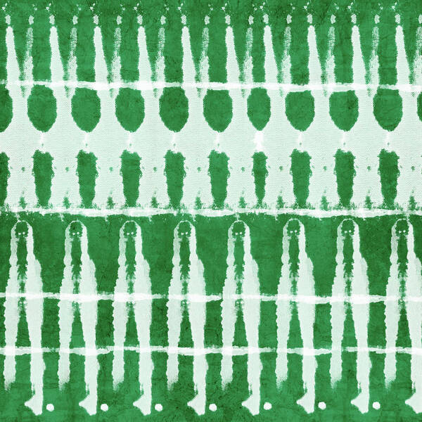 Shibori Poster featuring the mixed media Green Shibori 2- Art by Linda Woods by Linda Woods