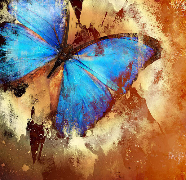 Abstract Poster featuring the photograph Grunge Butterfly by Mark Belcher