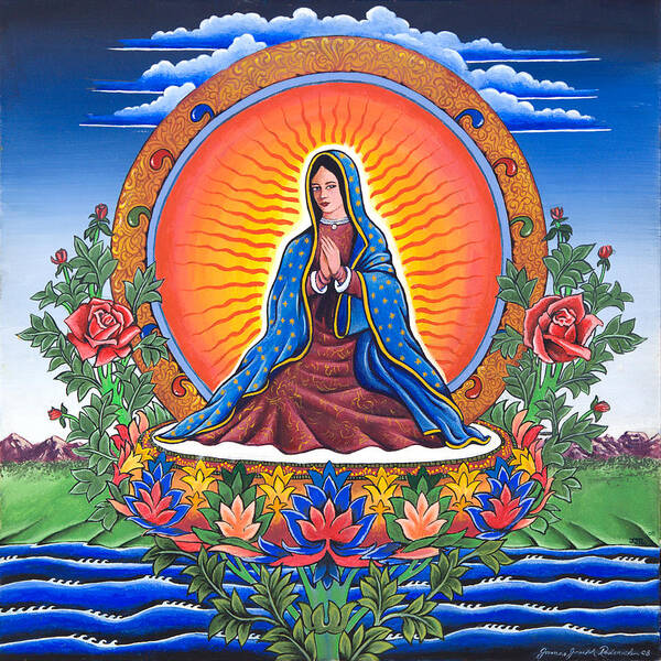 Virgin Of Guadalupe Poster featuring the painting Guru Guadalupe by James RODERICK