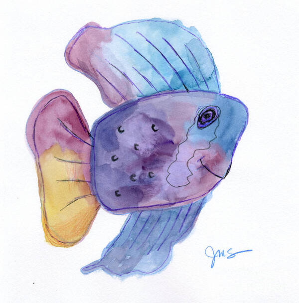Fish Poster featuring the painting Happy Fish by Julia Stubbe