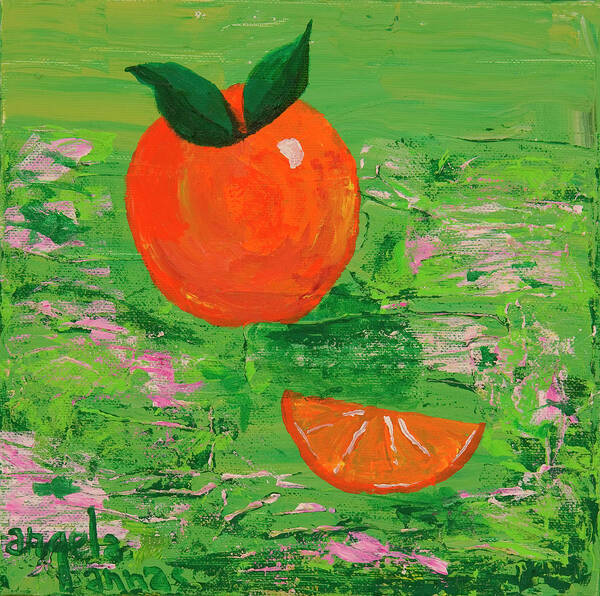 Orange Poster featuring the painting Have a Slice by Angela Annas