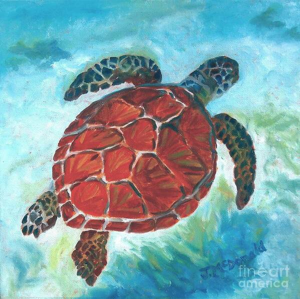 Sea Turtle Poster featuring the painting Hawaiian Honu by Janet McDonald