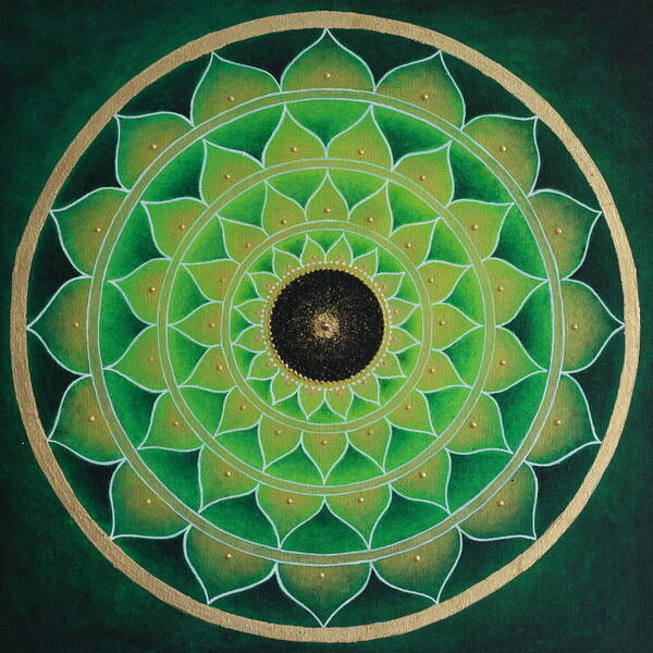 Mandala Poster featuring the painting Heart of gold by Erik Grind