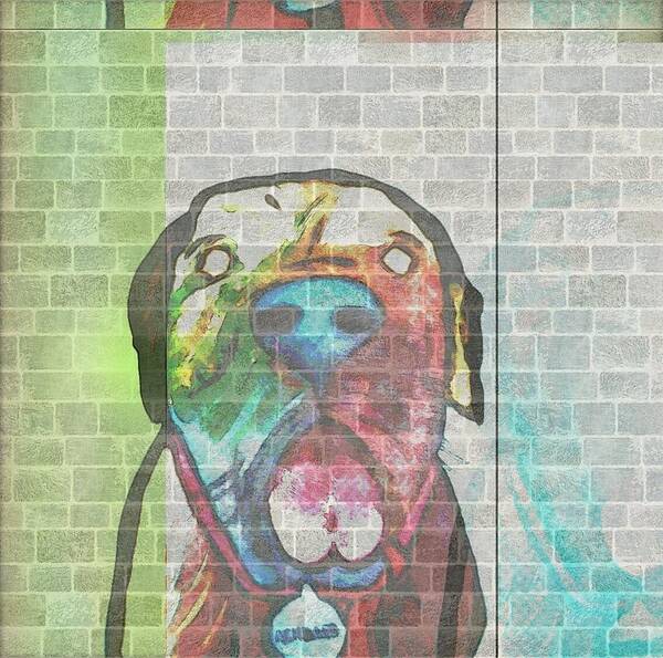 Dog Poster featuring the digital art He's a Brick Dog by Bonny Puckett