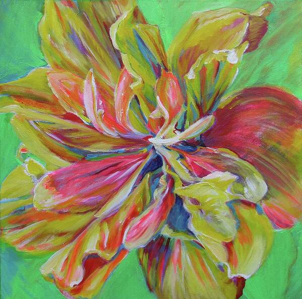 Florals Poster featuring the painting Unfurling Bloom by Karin McCombe Jones