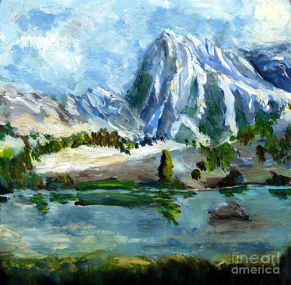 Mountain Poster featuring the painting High Lake First Snow by Randy Sprout