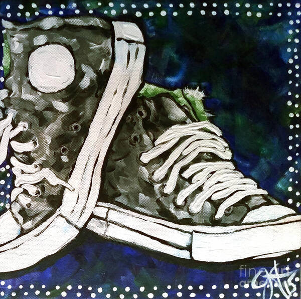 Shoes Poster featuring the painting High Top Heaven by Jackie Carpenter