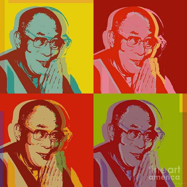 Lama Poster featuring the digital art His Holiness the Dalai Lama of Tibet by Jean luc Comperat
