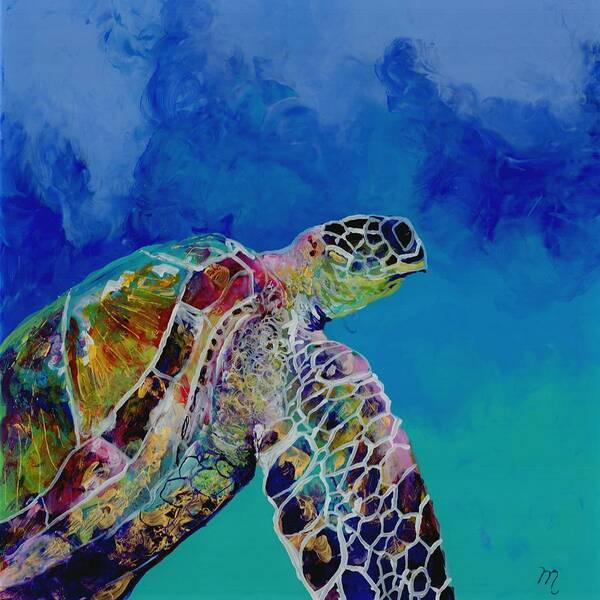 Turtle Poster featuring the painting Honu 7 by Marionette Taboniar