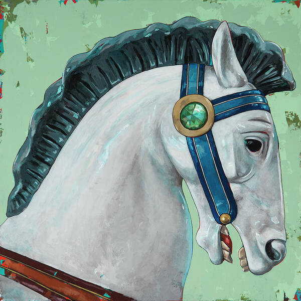 Carousel Poster featuring the painting Horses #4 by David Palmer