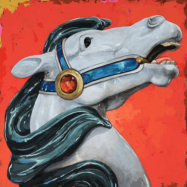Carousel Poster featuring the painting Horses #5 by David Palmer