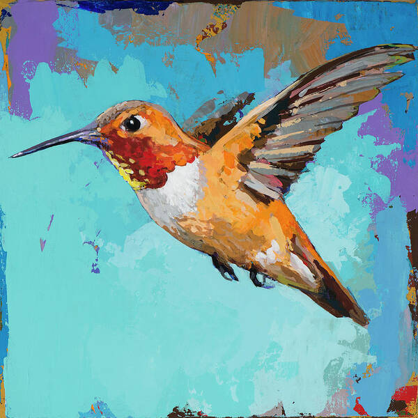 Hummingbird Poster featuring the painting Hummingbird #11 by David Palmer
