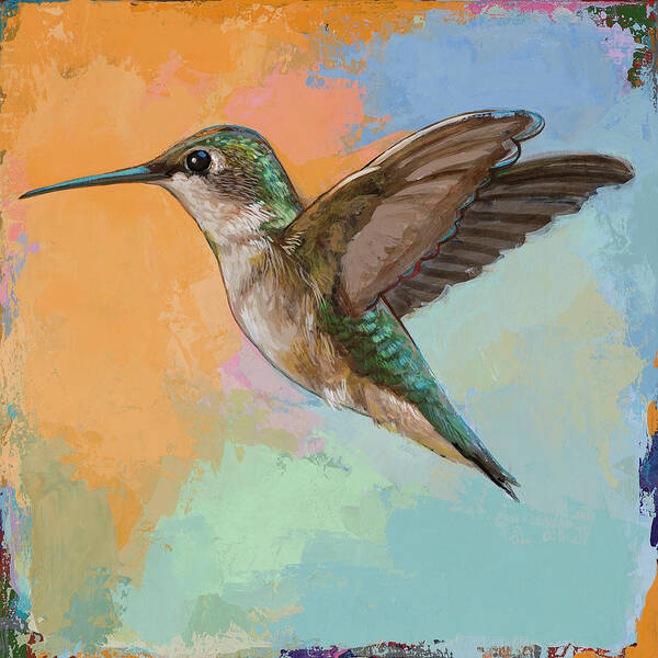 Hummingbird Poster featuring the painting Hummingbird #5 by David Palmer