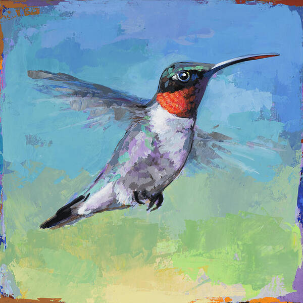 Hummingbird Poster featuring the painting Hummingbird #8 by David Palmer