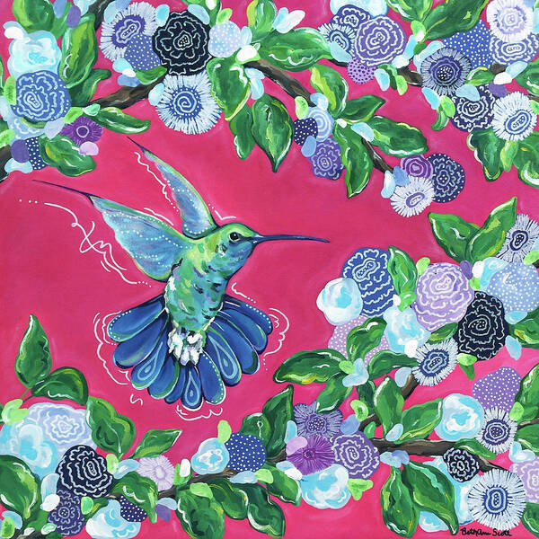 Hummingbird Poster featuring the painting Hummingbird by Beth Ann Scott