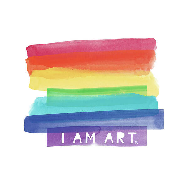 Rainbow Poster featuring the painting I AM ART Rainbow Stripe- Art by Linda Woods by Linda Woods
