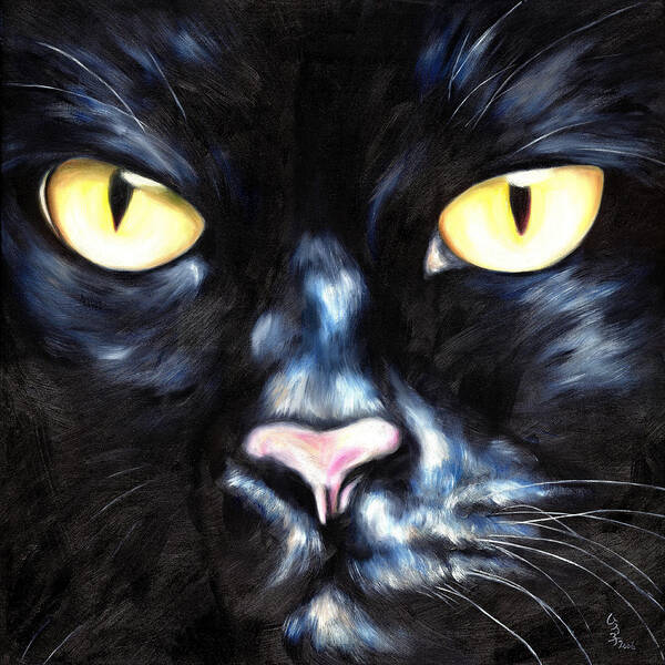 Black Cat Poster featuring the painting I am Night by Hiroko Sakai