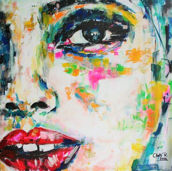 Face Poster featuring the painting I Think it is Going to Rain Today by Christel Roelandt