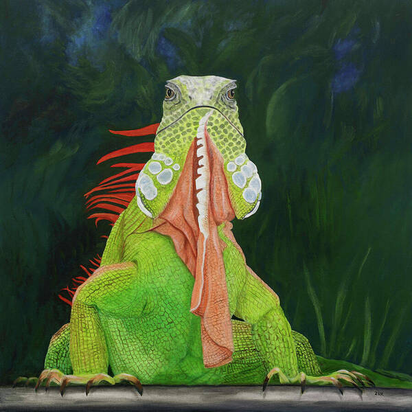 Karen Zuk Rosenblatt Art And Photography Poster featuring the painting Iguana Dude by Karen Zuk Rosenblatt