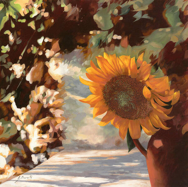 Sunflower.sunflowers Field Poster featuring the painting Un Bel Girasole by Guido Borelli