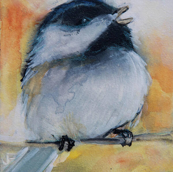 Chickadee Poster featuring the painting I'm Singing and I'm Singing 2 by Jani Freimann