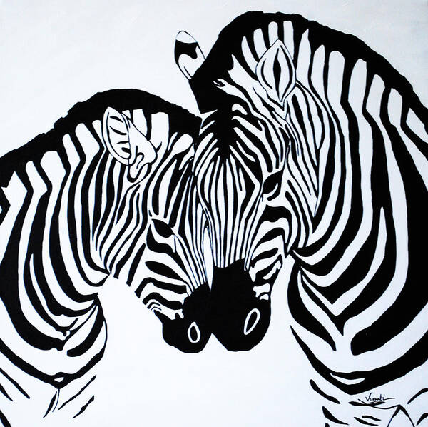 Zebras Poster featuring the painting In Love by Sonali Kukreja