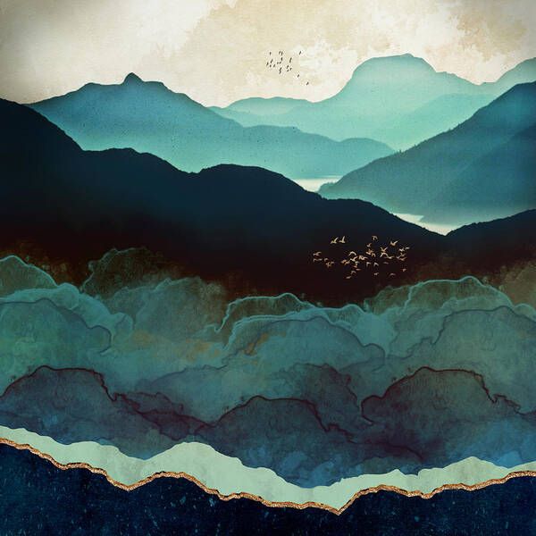 #faatoppicks Poster featuring the digital art Indigo Mountains by Spacefrog Designs