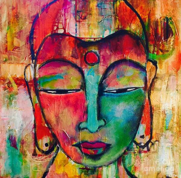 Buddha Poster featuring the painting Inner Buddha by Corina Stupu Thomas