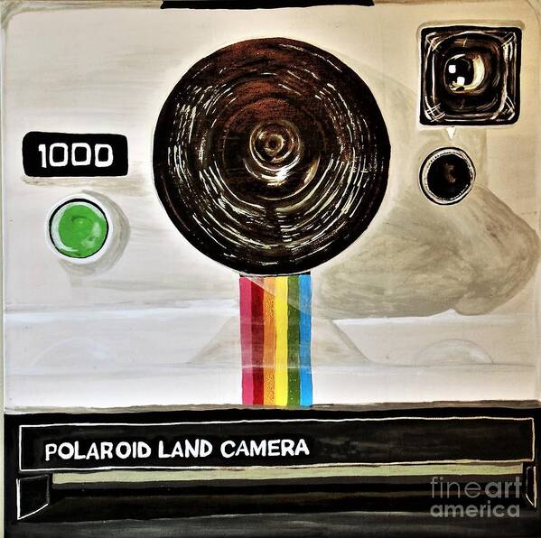 Mask Poster featuring the painting Instant Polaroid Land Camera by Barbara Donovan