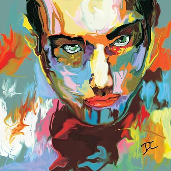 Portrait Poster featuring the digital art Intense face 2 by Darren Cannell