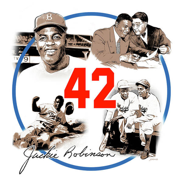 Jackie Robinson Poster featuring the digital art Jackie 42 by Greg Joens