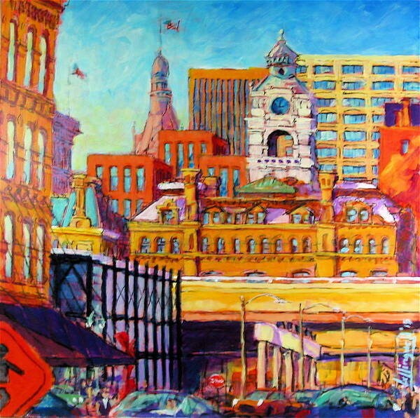 Cityscape Poster featuring the painting Jazz Ensemble by Les Leffingwell