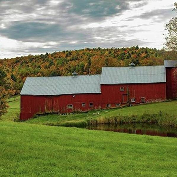Landscapephotography Poster featuring the photograph Jenne Farm Barns In Autumn By Jeff by Jeff Folger