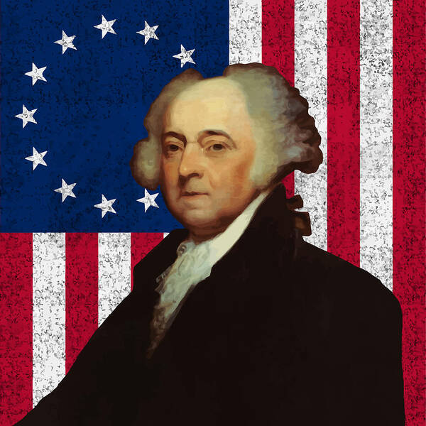 John Adams Poster featuring the painting John Adams and The American Flag by War Is Hell Store