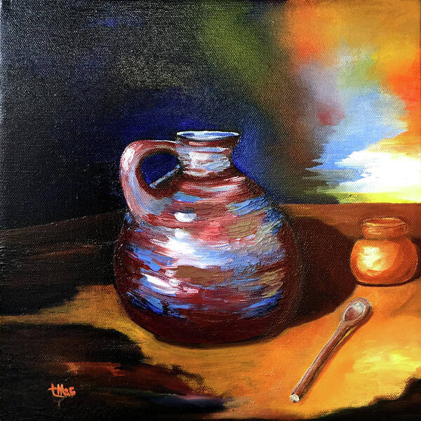 Still Life Poster featuring the painting Jug Mug and Spoon by Terry R MacDonald