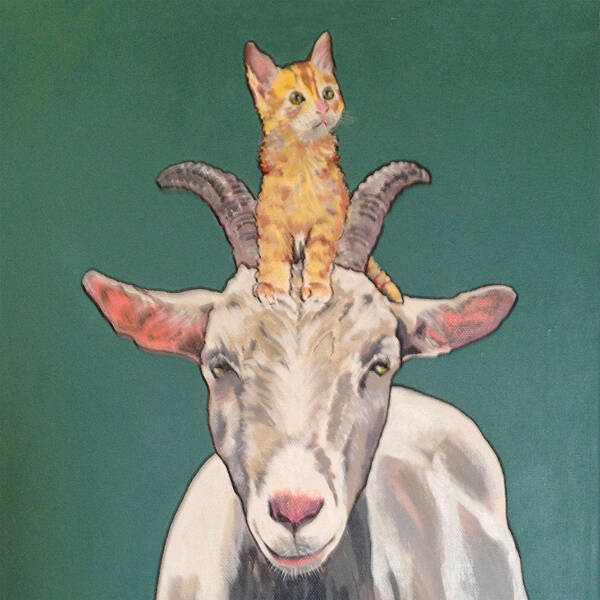 Kitten And Goat Poster featuring the painting Keira the Kitten by Sharon Cromwell